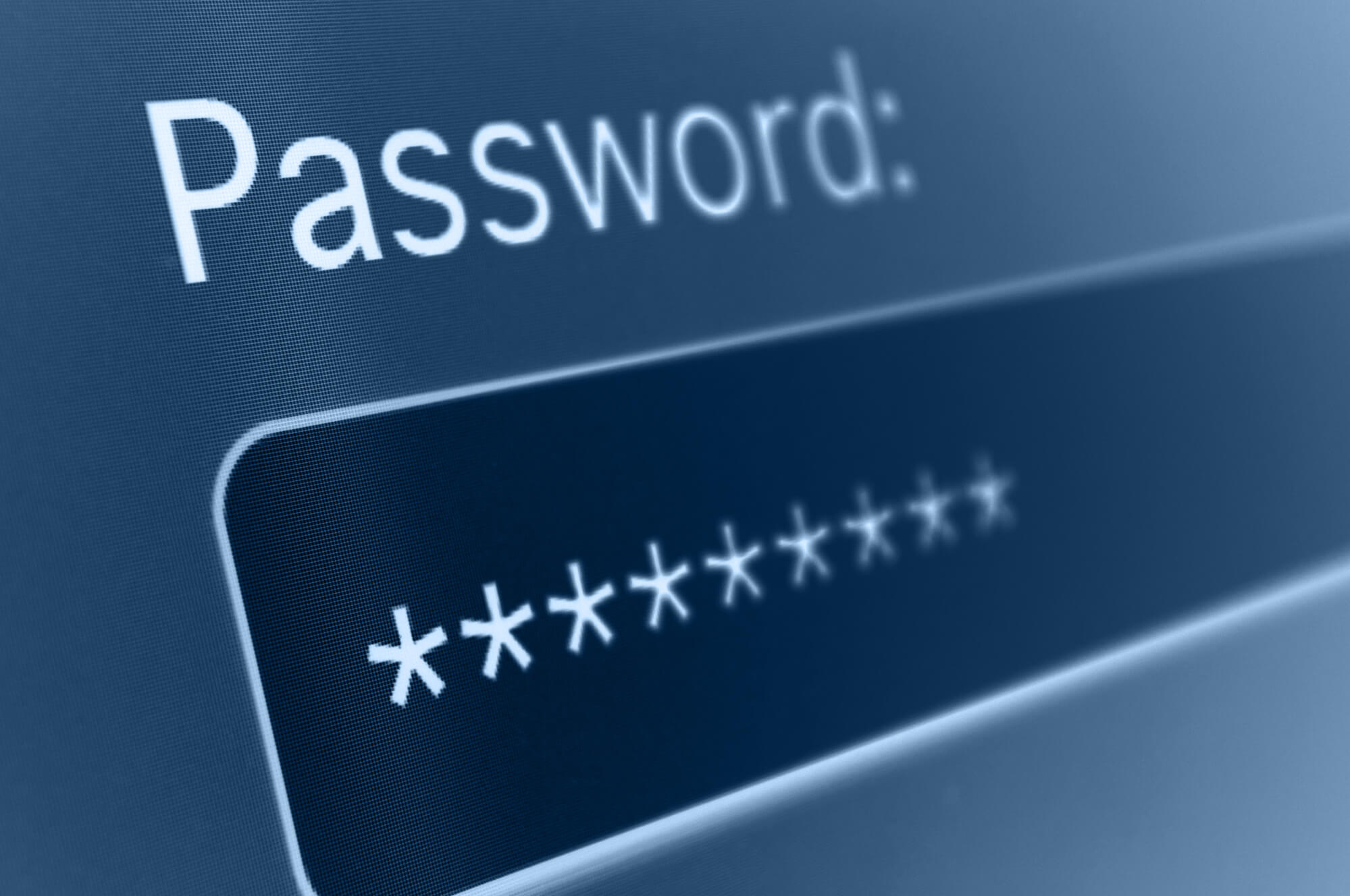 Closeup of a computer screen with a password login